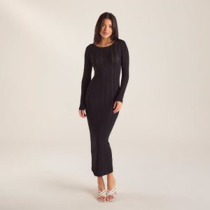 Knitted Maxi Dress - Black