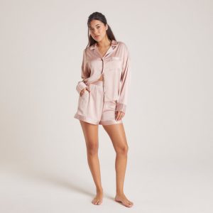 Sparkle Satin Pajama Shorts - Blush