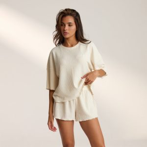 Soft Waffle Pajama Top - Cream
