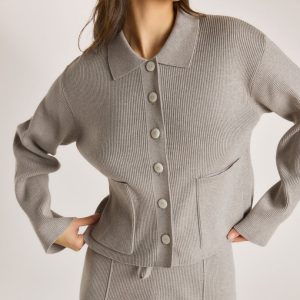 Knitted Oversized Shirt - Warm Grey