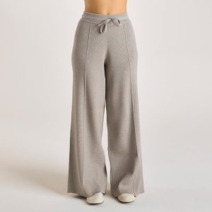Wide Leg Knitted Pants - Warm Grey
