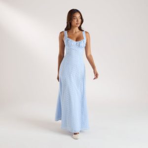 Corset Back Maxi Dress - Blue