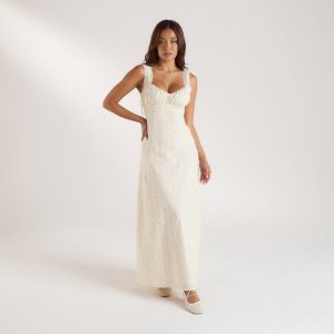 Corset Back Maxi Dress - Peach Floral