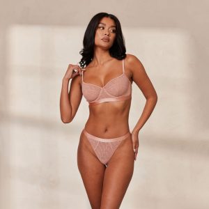 Chic Balcony Bra & Thong Set - Pink