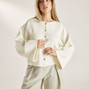 Relaxed-Fit Knitted Cardigan - Stone