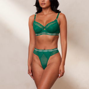Vogue Balcony Bra & Thong/Briefs Set - Emerald