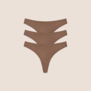 Seamless Bonded Thongs (3-Pack) - Chestnut