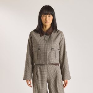 Houndstooth Jacket - Brown