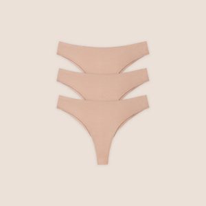 Seamless Bonded Brazilian Briefs (3-Pack) - Honey
